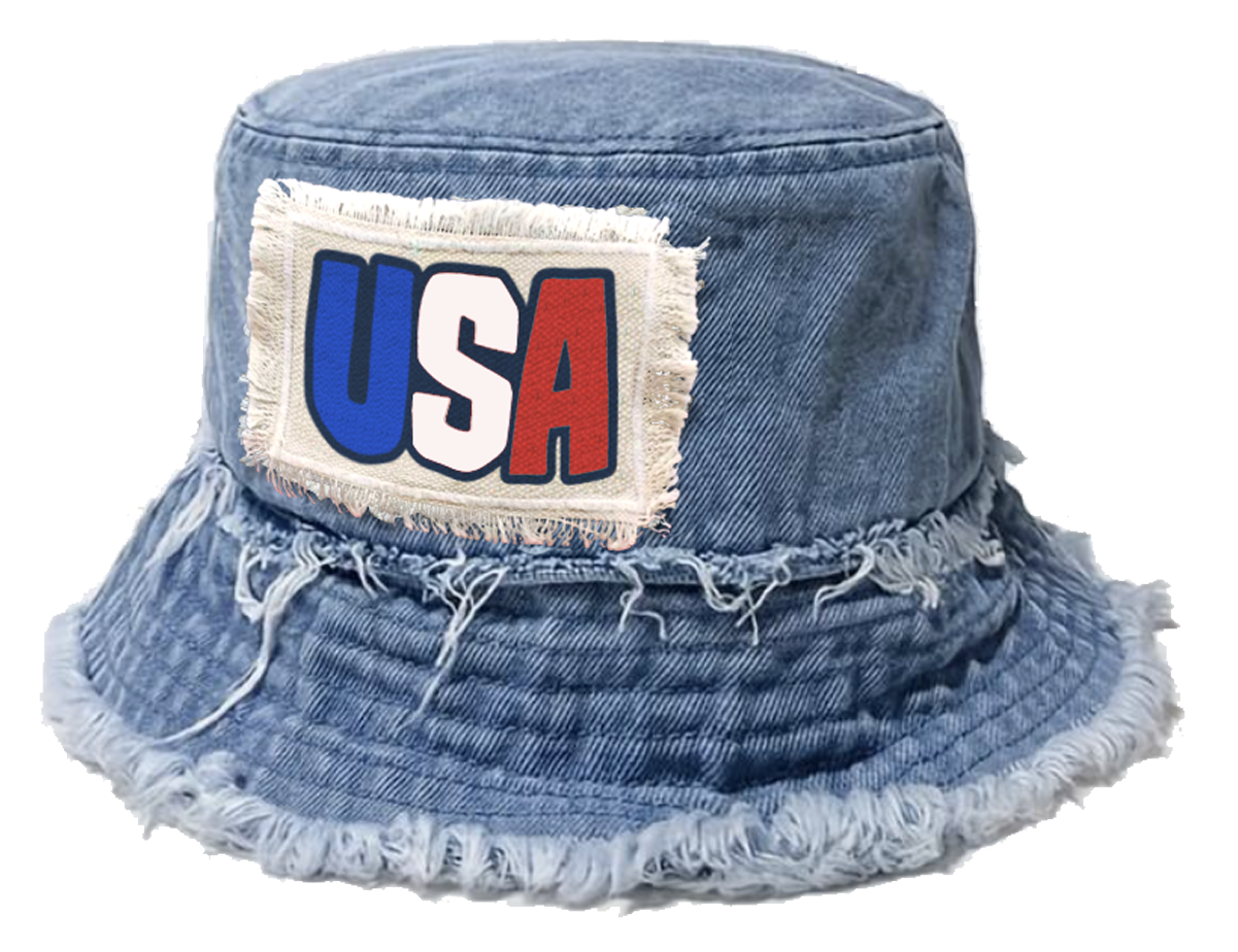 USA America Patriotic Patch Bucket Hat