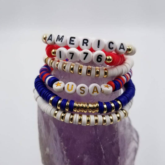 USA 1776 AMERICA Patriotic Heishi Bracelet (6)