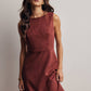 Burgundy Stretch Suede Sleeveless Mini Dress