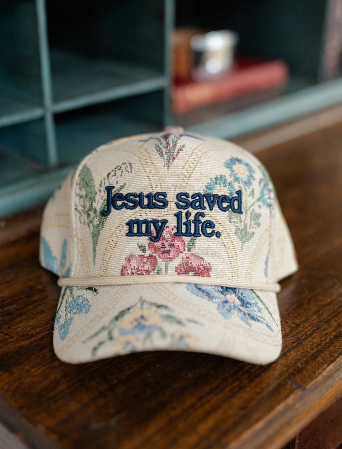 Jesus Saved My Life Floral Snapback Cap