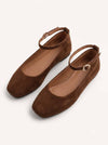 Ankle Strap Ballet Flats with Square Toe