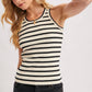 Stripe Ribbed Crew Neck Tank Top