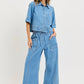 Denim Pull On Wide-Leg Pants