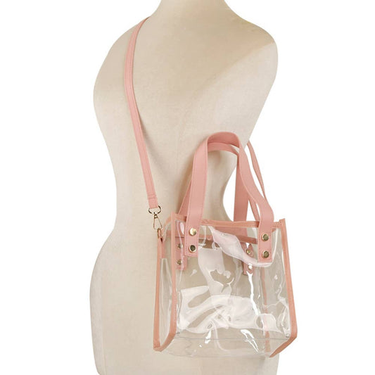 Mint Clear Handle Bag with Strap