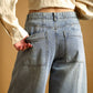 Vintage Wash Wide Leg Paneled Jeans