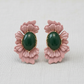 Retro Oval Glass Bead Flower Earrings