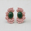 Retro Oval Glass Bead Flower Earrings