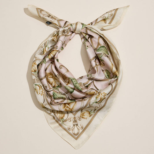 Baroque Rose Print Elegant Floral Silk - Feel Scarf - Purpose + Passion Boutique