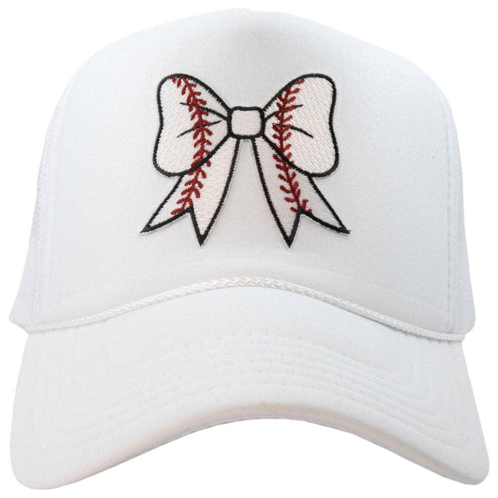 Baseball Bow Coquette Patch Foam Trucker Hat - Purpose + Passion Boutique