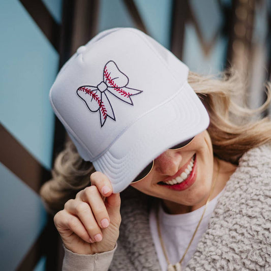 Baseball Bow Coquette Patch Foam Trucker Hat - Purpose + Passion Boutique