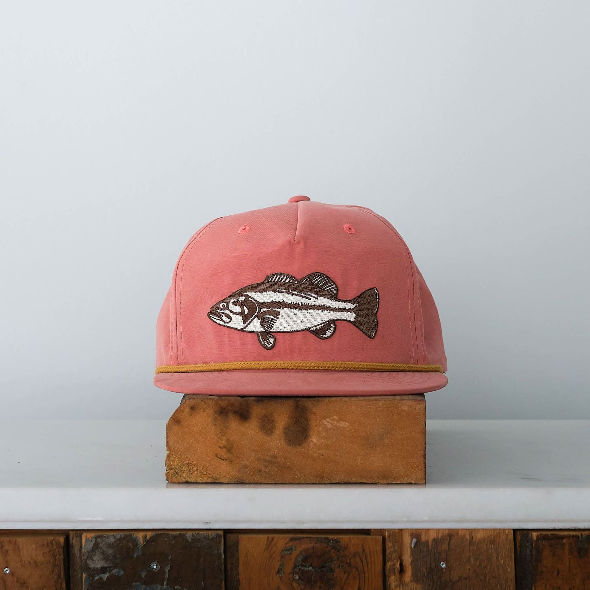 Bass Fish Patch Snap Back Cap - Khaki Salmon - Purpose + Passion Boutique