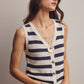 Striped Navy Button-Front Knit Vest Top