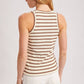 Stripe Ribbed Crew Neck Tank Top