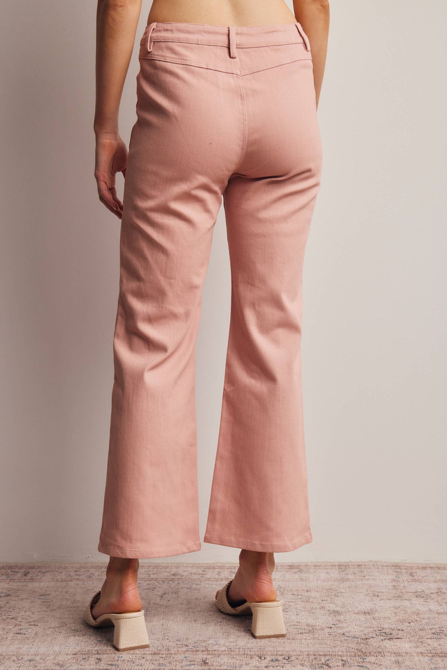 Mauve Stretch Cotton Twill Straight-Leg Pants