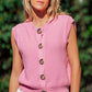 Textured Knit Vest Seashell Buttons