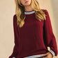 Wine Mock Neck Knit Top