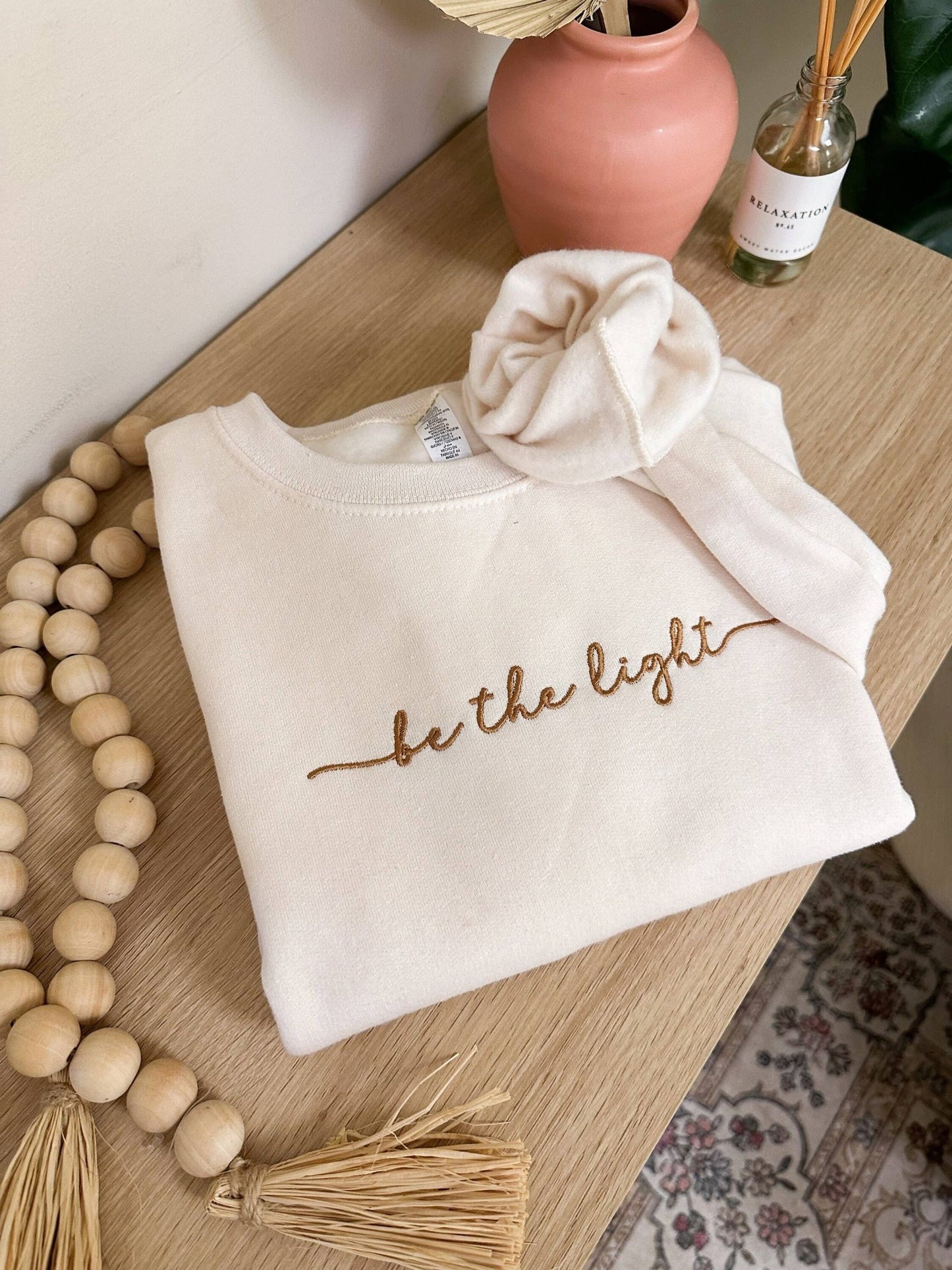 Be The Light Embroidered Sweatshirt - Purpose + Passion Boutique