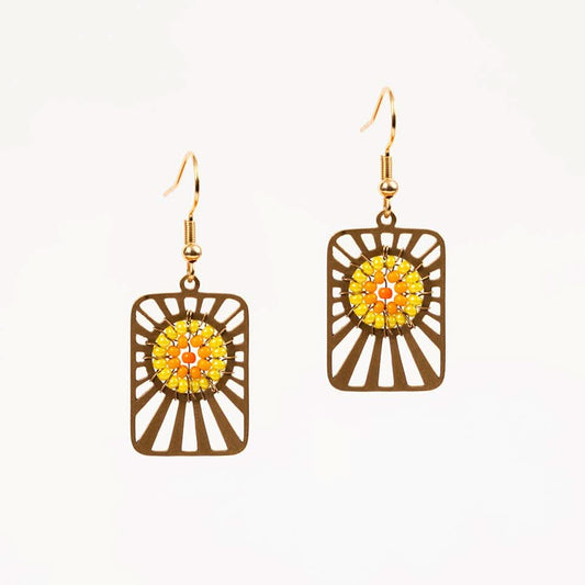 Beaded & Brass Sunburst Earrings - Purpose + Passion Boutique