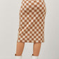 Beige Checkered Print Midi Skirt - Purpose + Passion Boutique