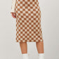 Beige Checkered Print Midi Skirt - Purpose + Passion Boutique