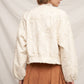 Beige Embroidered Floral Pattern Bomber Jacket - Purpose + Passion Boutique