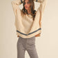 Beige + Green Cable Contrast Sweater - Purpose + Passion Boutique