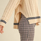 Beige + Green Cable Contrast Sweater - Purpose + Passion Boutique