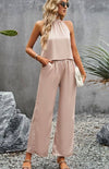 Beige Halter Top + Pants Set - Purpose + Passion Boutique