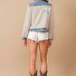 Beige Teddy Denim Contrast Yee Haw Sequin Star Jacket - Purpose + Passion Boutique