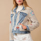 Beige Teddy Denim Contrast Yee Haw Sequin Star Jacket - Purpose + Passion Boutique