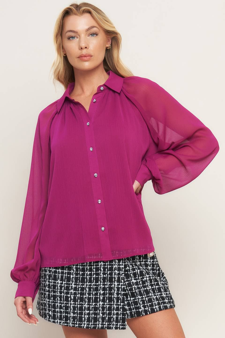 Berry Jewel Button Top - Purpose + Passion Boutique