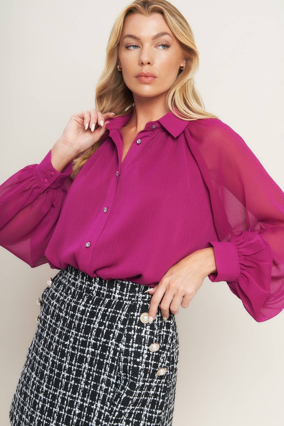 Berry Jewel Button Top - Purpose + Passion Boutique