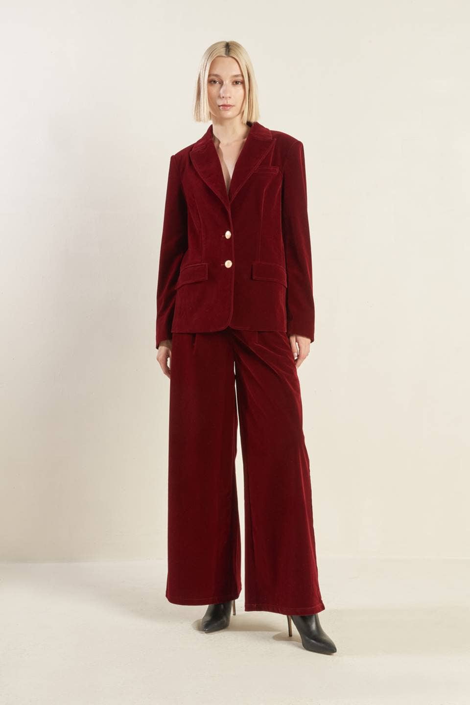 Berry Velvet Single Button Blazer - Purpose + Passion Boutique