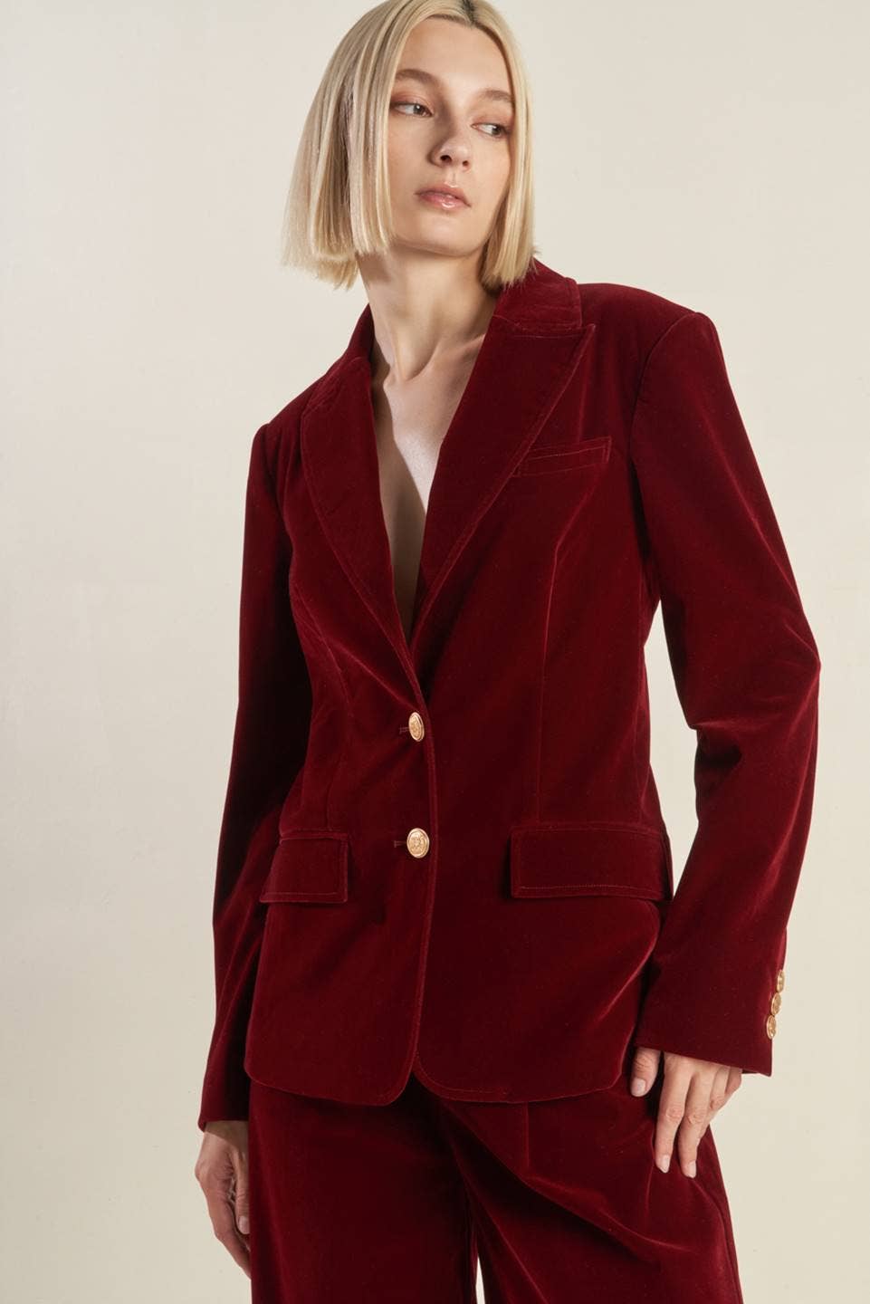 Berry Velvet Single Button Blazer - Purpose + Passion Boutique