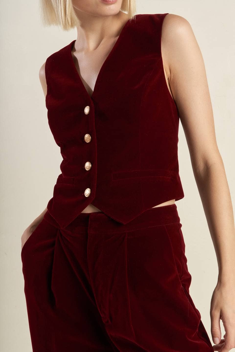 Berry Velvet Vest - Purpose + Passion Boutique