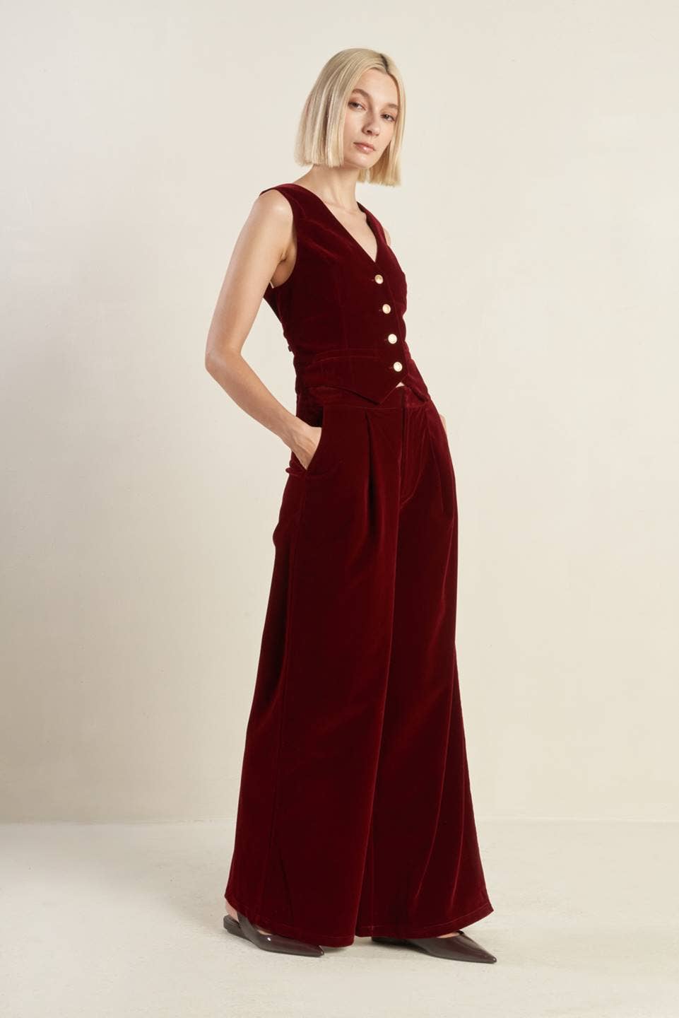 Berry Velvet Vest - Purpose + Passion Boutique