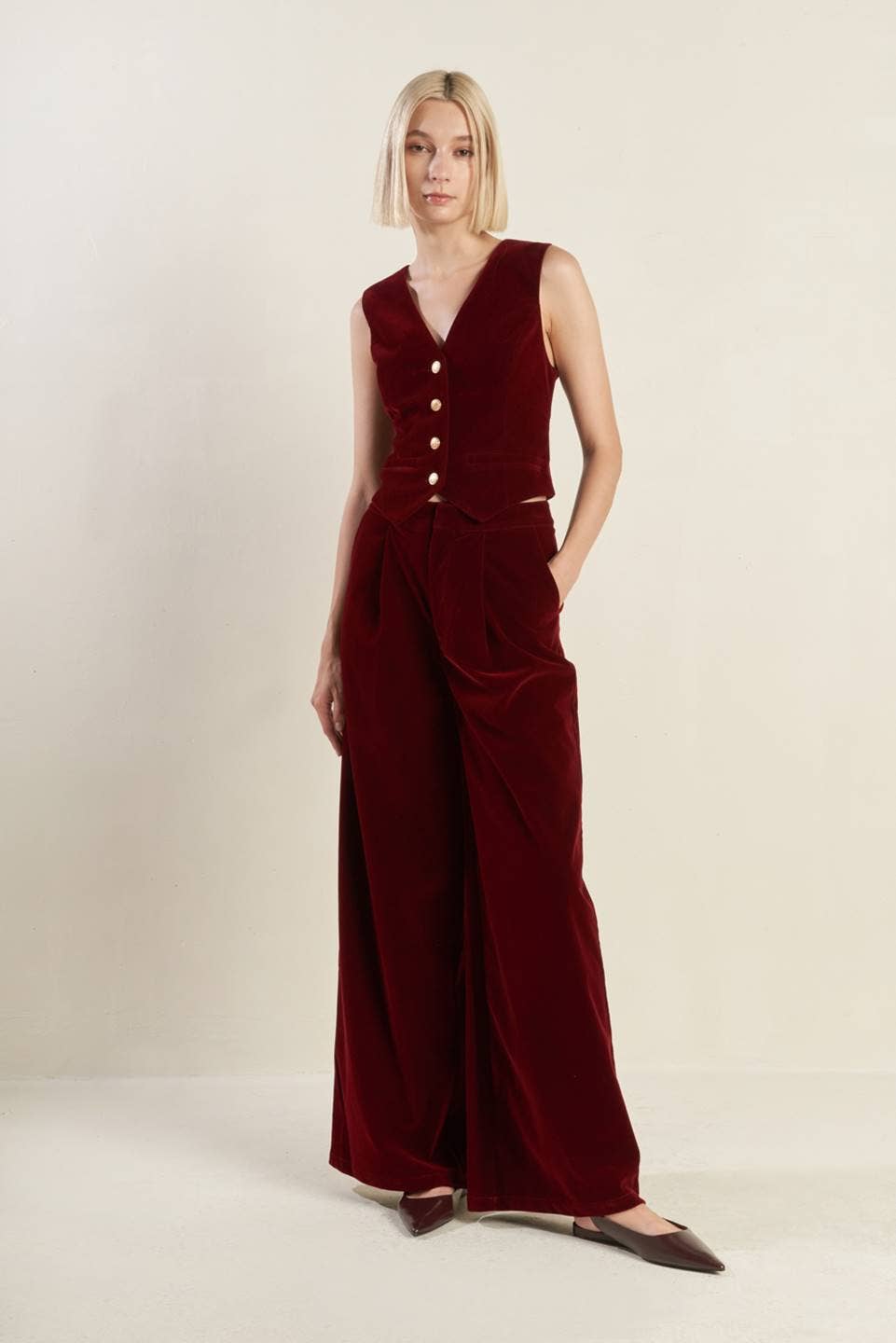 Berry Velvet Vest - Purpose + Passion Boutique