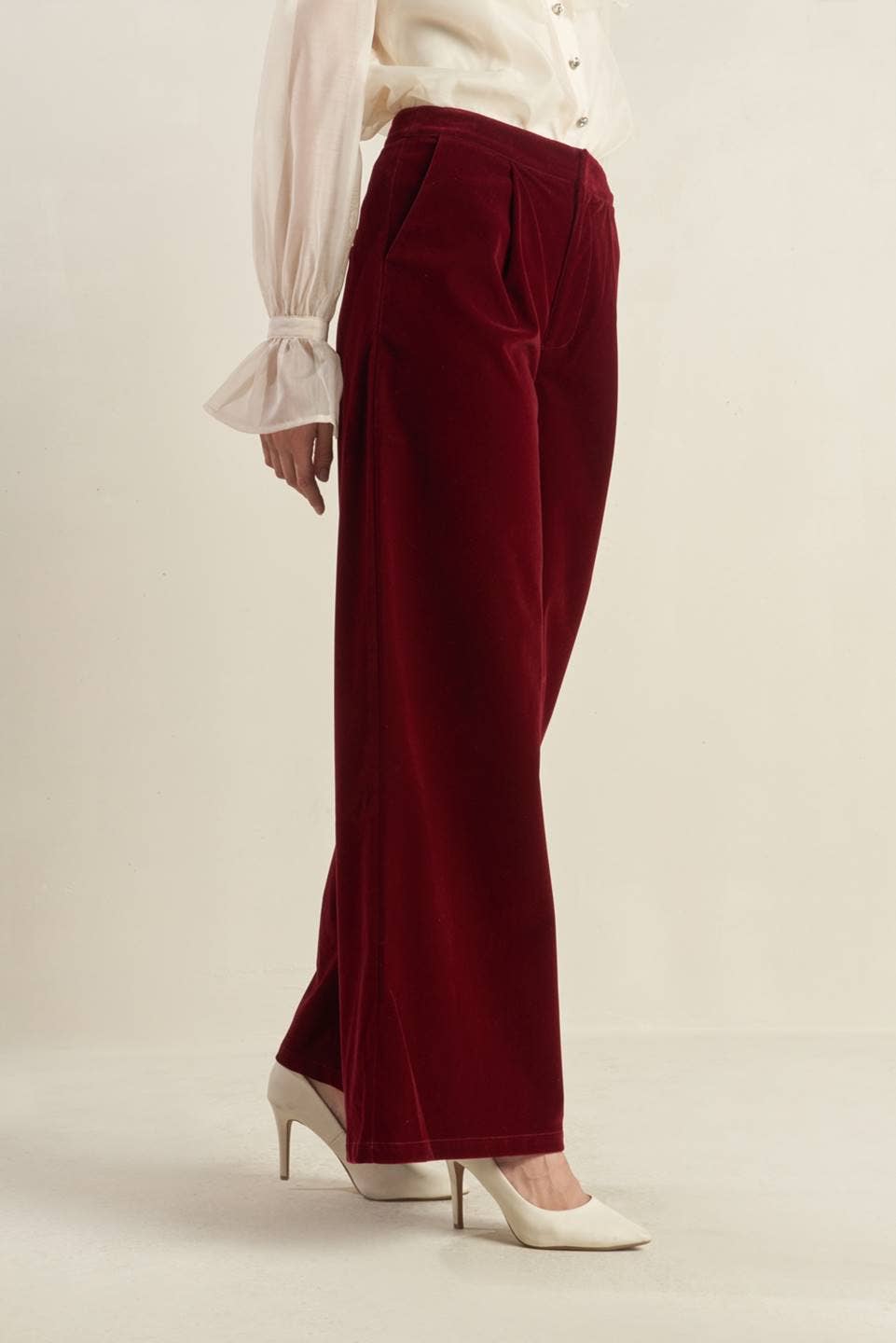 Berry Velvet Wide Leg Pants - Purpose + Passion Boutique