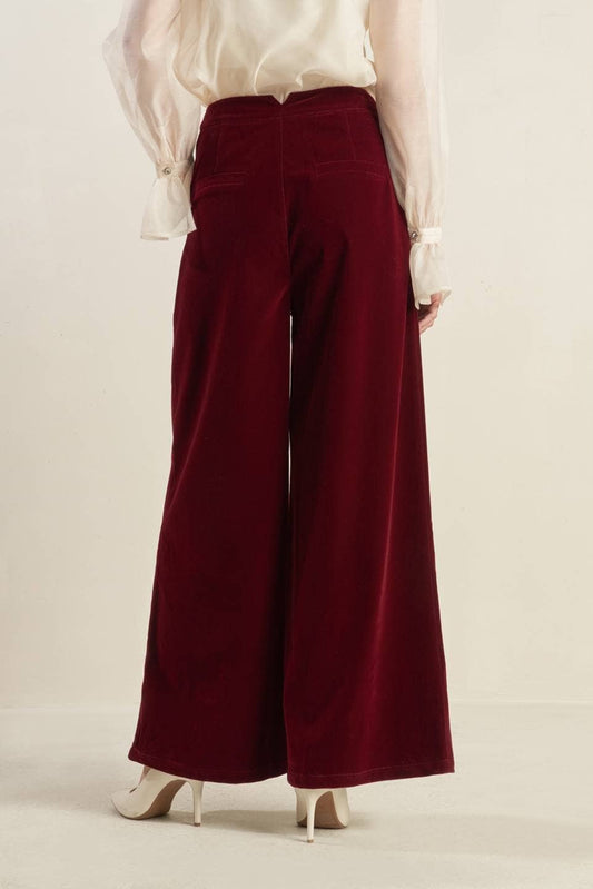Berry Velvet Wide Leg Pants - Purpose + Passion Boutique
