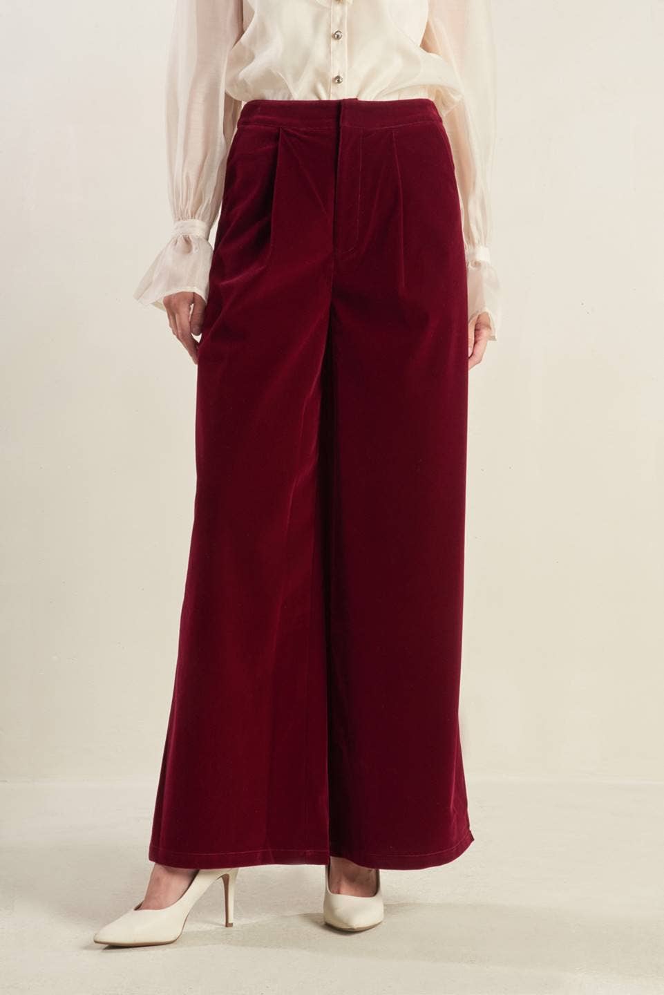 Berry Velvet Wide Leg Pants - Purpose + Passion Boutique