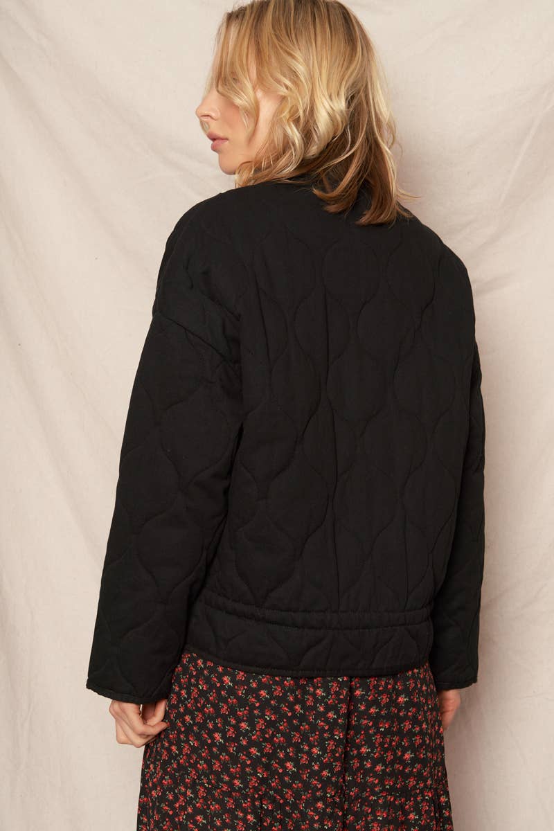 Black Boxy Quilted Jacket - Purpose + Passion Boutique