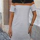 Black + Camel Loose Stripe T-Shirt Dress - Purpose + Passion Boutique