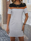 Black + Camel Loose Stripe T-Shirt Dress - Purpose + Passion Boutique