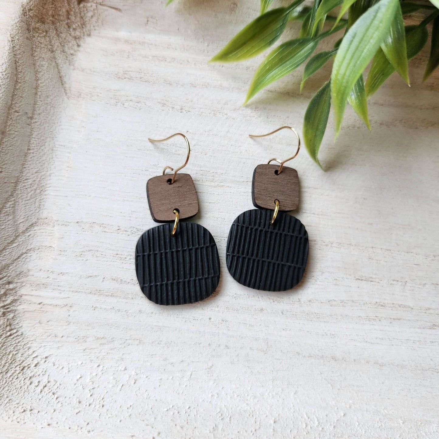 Black Double Stack Clay Earrings - Purpose + Passion Boutique