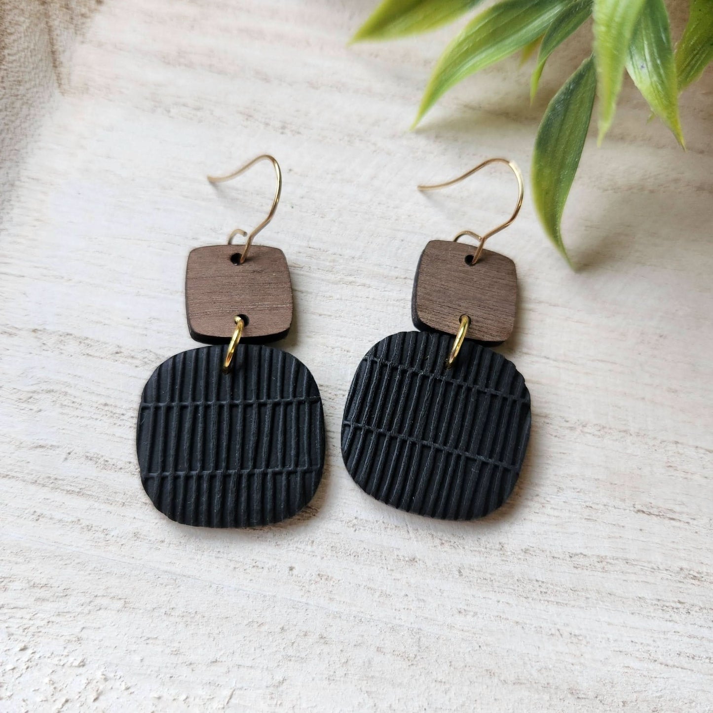 Black Double Stack Clay Earrings - Purpose + Passion Boutique