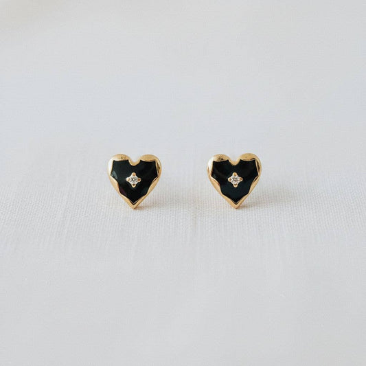 Black Drip Glaze Heart Drop Earrings - Purpose + Passion Boutique