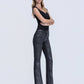 Black High Rise Bootcut Metalic Coated Jeans - Purpose + Passion Boutique