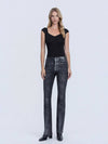 Black High Rise Bootcut Metalic Coated Jeans - Purpose + Passion Boutique