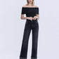 Black Mid - Rise Rhinestone Cuffed Slim Wide Leg - Purpose + Passion Boutique