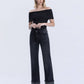 Black Mid - Rise Rhinestone Cuffed Slim Wide Leg - Purpose + Passion Boutique